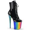 Pleaser New Arrivals FLAMINGO-1020RC Black Patent/Rainbow Chrome Ankle Boot