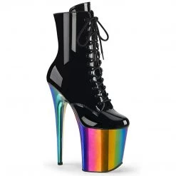 Pleaser New Arrivals FLAMINGO-1020RC Black Patent/Rainbow Chrome Ankle Boot
