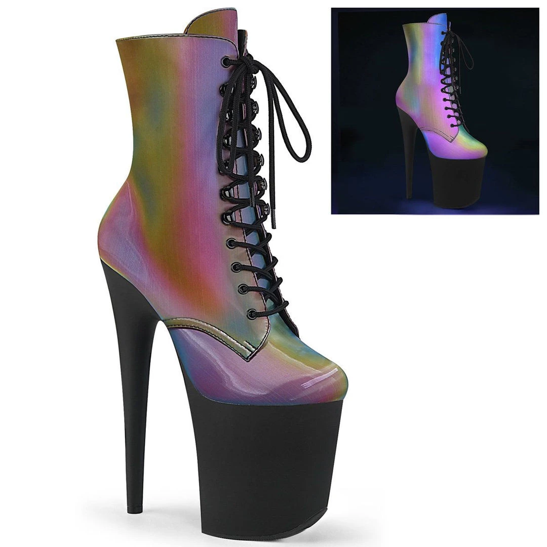 Pleaser FLAMINGO-1020REFL Rainbow Reflective Ankle Boot Boots 3 Pleaser FLAMINGO-1020REFL Rainbow Reflective Ankle Boot Boots