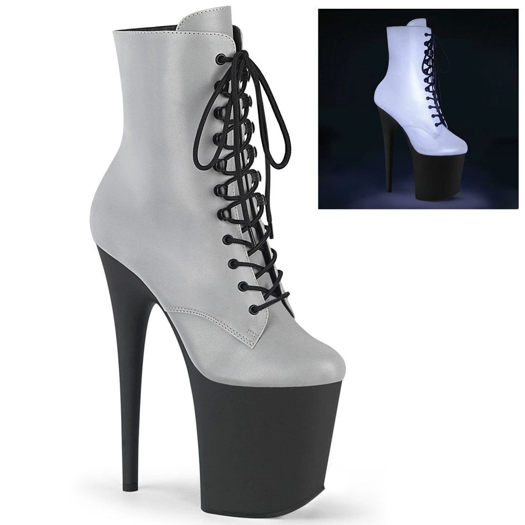 Pleaser FLAMINGO-1020REFL Silver Reflective Ankle Boot Boots 4 Pleaser FLAMINGO-1020REFL Silver Reflective Ankle Boot Boots