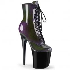 Pleaser Boots FLAMINGO-1020SHG Purple-Olive/Black Ankle Boot