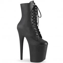 Pleaser Boots FLAMINGO-1020WR Black Faux Leather Ankle Boot