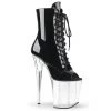 Pleaser FLAMINGO-1021 Black Patent/Clear Ankle Boot Boots