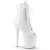 Pleaser Boots FLAMINGO-1021 White Patent Ankle Boot