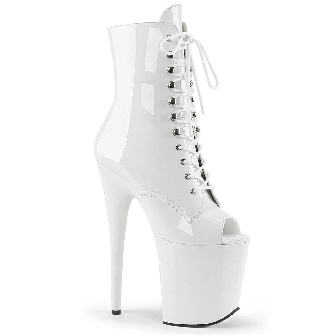 Pleaser Boots FLAMINGO-1021 White Patent Ankle Boot 3 Pleaser Boots FLAMINGO-1021 White Patent Ankle Boot