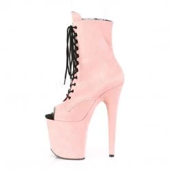Pleaser FLAMINGO-1021FS Baby Pink Faux Suede/Baby Pink Faux Suede Ankle Boot