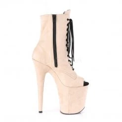 Pleaser FLAMINGO-1021FS Beige Faux Suede/Beige Faux Suede Ankle Boot