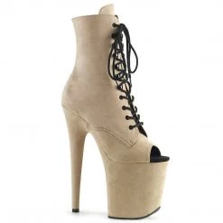 Pleaser FLAMINGO-1021FS Beige Faux Suede/Beige Faux Suede Ankle Boot