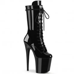 Pleaser FLAMINGO-1050 Black Patent Mid-Calf Boot Boots