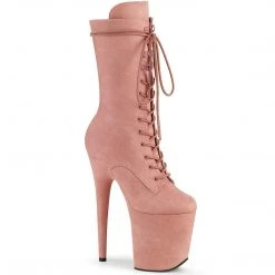 Pleaser FLAMINGO-1050FS Baby Pink Faux Suede/Baby Pink Faux Suede Mid-Calf Boot