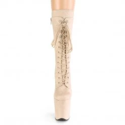 Pleaser FLAMINGO-1050FS Beige Faux Suede/Beige Faux Suede Mid-Calf Boot Boots