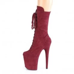 Pleaser Boots FLAMINGO-1050FS Burgundy Faux Suede/Burgundy Faux Suede Mid-Calf Boot
