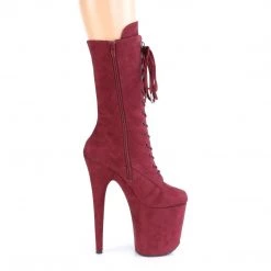 Pleaser Boots FLAMINGO-1050FS Burgundy Faux Suede/Burgundy Faux Suede Mid-Calf Boot