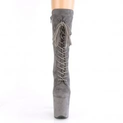 Pleaser Boots FLAMINGO-1050FS Grey Faux Suede/Grey Faux Suede Mid-Calf Boot