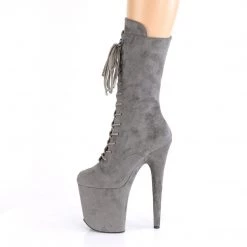 Pleaser Boots FLAMINGO-1050FS Grey Faux Suede/Grey Faux Suede Mid-Calf Boot