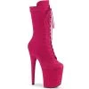 Pleaser FLAMINGO-1050FS Hot Pink Faux Suede/Hot Pink Faux Suede Mid-Calf Boot