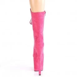 Pleaser FLAMINGO-1050FS Hot Pink Faux Suede/Hot Pink Faux Suede Mid-Calf Boot