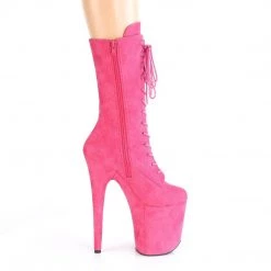 Pleaser FLAMINGO-1050FS Hot Pink Faux Suede/Hot Pink Faux Suede Mid-Calf Boot