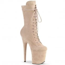 Pleaser FLAMINGO-1050FS Nude Faux Suede Mid-Calf Boot Boots