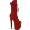 Pleaser Boots FLAMINGO-1050FS Red Faux Suede/Red Faux Suede Mid-Calf Boot
