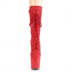 Pleaser Boots FLAMINGO-1050FS Red Faux Suede/Red Faux Suede Mid-Calf Boot