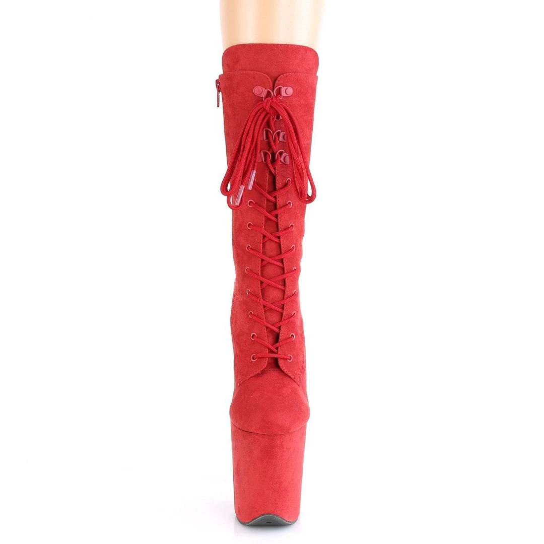 Pleaser Boots FLAMINGO-1050FS Red Faux Suede/Red Faux Suede Mid-Calf Boot 4 Pleaser Boots FLAMINGO-1050FS Red Faux Suede/Red Faux Suede Mid-Calf Boot
