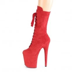 Pleaser Boots FLAMINGO-1050FS Red Faux Suede/Red Faux Suede Mid-Calf Boot 10 Pleaser Boots FLAMINGO-1050FS Red Faux Suede/Red Faux Suede Mid-Calf Boot
