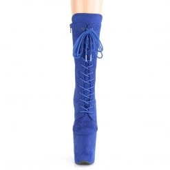 Pleaser Boots FLAMINGO-1050FS Royal Blue Faux Suede/Royal Blue Suede Mid-Calf Boot