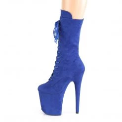 Pleaser Boots FLAMINGO-1050FS Royal Blue Faux Suede/Royal Blue Suede Mid-Calf Boot