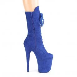 Pleaser Boots FLAMINGO-1050FS Royal Blue Faux Suede/Royal Blue Suede Mid-Calf Boot