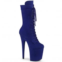 Pleaser Boots FLAMINGO-1050FS Royal Blue Faux Suede/Royal Blue Suede Mid-Calf Boot