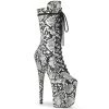Pleaser Boots FLAMINGO-1050SP Black-White Snake Print Mid-Calf Boot