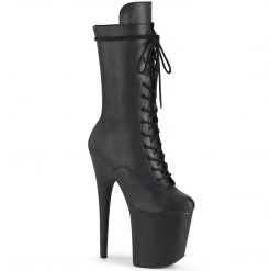 Pleaser FLAMINGO-1050WR Black Faux Leather Mid-Calf Boot