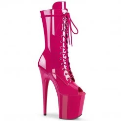 Pleaser FLAMINGO-1051 Hot Pink Patent Mid-Calf Boot