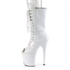 Pleaser FLAMINGO-1051 White Patent Mid-Calf Boot