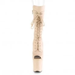 Pleaser Boots FLAMINGO-1051FS Beige Faux Suede/Beige Faux Suede Mid-Calf Boot