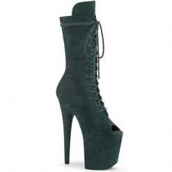 Pleaser FLAMINGO-1051FS Emerald Green Faux Suede Mid-Calf Boot Boots