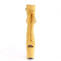 Pleaser FLAMINGO-1051FS Mustard Faux Suede/Mustard Faux Suede Mid-Calf Boot