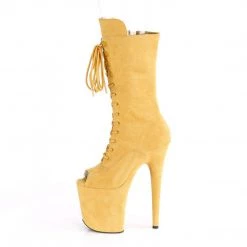 Pleaser FLAMINGO-1051FS Mustard Faux Suede/Mustard Faux Suede Mid-Calf Boot