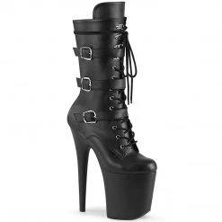 Pleaser Boots FLAMINGO-1053 Black Faux Leather Mid-Calf Boot