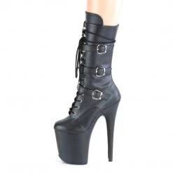 Pleaser Boots FLAMINGO-1053 Black Faux Leather Mid-Calf Boot