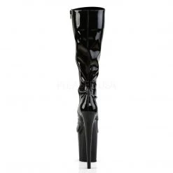 Pleaser Boots FLAMINGO-2023 Black Stretch Patent Knee Boot