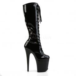 Pleaser Boots FLAMINGO-2023 Black Stretch Patent Knee Boot