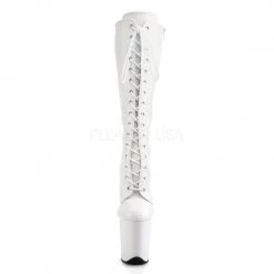 Pleaser Boots FLAMINGO-2023 White Stretch Pu/White Knee Boot