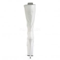 Pleaser Boots FLAMINGO-2023 White Stretch Pu/White Knee Boot