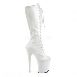 Pleaser Boots FLAMINGO-2023 White Stretch Pu/White Knee Boot