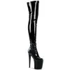 Pleaser Boots FLAMINGO-3000 Black Stretch Patent Thigh Boot