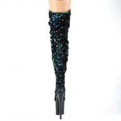 Pleaser FLAMINGO-3004 Green Iridescent Sequins/Black Thigh Boot 11 Pleaser FLAMINGO-3004 Green Iridescent Sequins/Black Thigh Boot