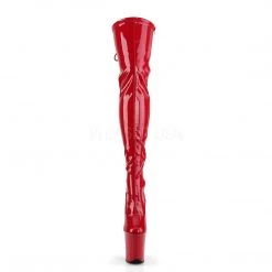 Pleaser FLAMINGO-3063 Red Stretch Patent/Red Thigh Boot Boots