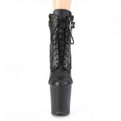 Pleaser FLAMINGO-800-05 Black Faux Leather Ankle Boot Boots